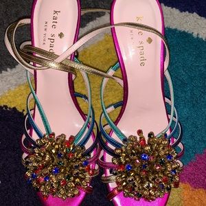 Kate Spade Multi Color Satin Heels Size 6